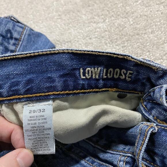 Vintage Y2K American Eagle Jeans Mens 29x32* Blue Low Loose Straight Denim - Picture 6 of 11